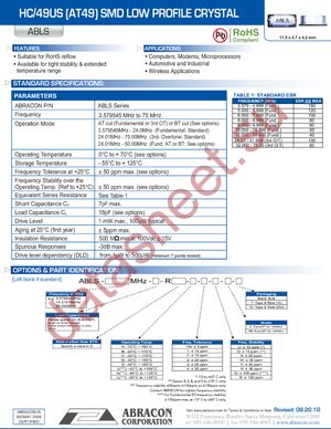 ABLS-10.000MHZ-R70-B-4-Y-F datasheet  
